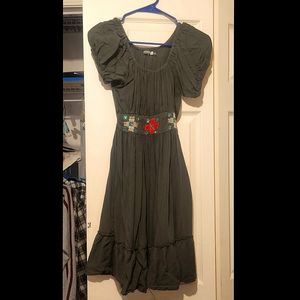 Earthbound flower waist green dress